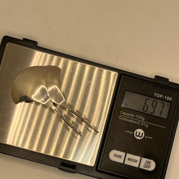 Fan shield long artisan sterling silver dangle vintage earrings modernist style - Picture 13 of 14